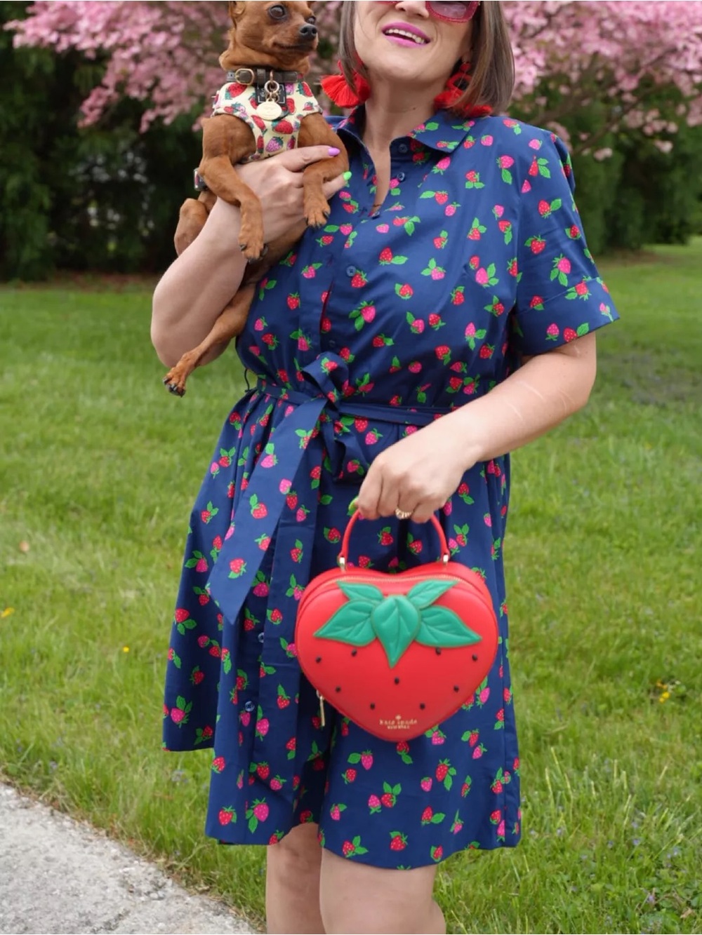 Kate Spade Tossed Strawberry Shirtdress Size XL NWT - Picture 4 of 13